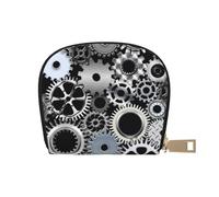 YWSOTRE Engranaje Metal Renderizado Tecnología Arte Digital, Funda de Cuero de PU para Tarjetas, Tarjetero Elegante, Tarjetero Tipo Billetera