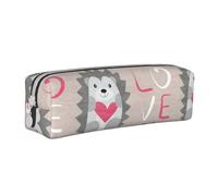 YWSOTRE Erizo con Amor de corazón, Estuche para lápices Estuche para lápices Estuche para lápices de Cuero portátil con Estuche para cosméticos con Cremallera