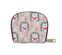 YWSOTRE Erizo con Amor de corazón, Funda de Cuero de PU para Tarjetas, Tarjetero Elegante, Tarjetero Tipo Billetera