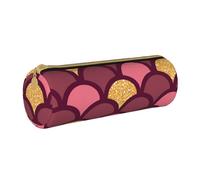 YWSOTRE Escama de pez con Brillo Dorado, Estuche para lápices Estuche cilíndrico para lápices Estuche para lápices de Cuero portátil Estuche para cosméticos