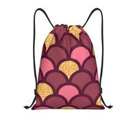 YWSOTRE Escama de pez con brillo dorado, Mochila con cordón, unisex, para deporte, gimnasio, informal, para el día a día, talla M