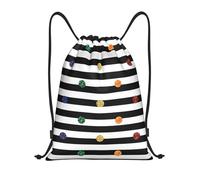 YWSOTRE Estampado blanco y negro de rayas de lunares arcoíris, Mochila con cordón, unisex, para deporte, gimnasio, informal, para el día a día, talla M