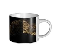 YWSOTRE Estampado de arena negra dorada,Taza de cerámica de gran capacidad, taza de té, taza de café 450 ml