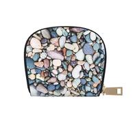 YWSOTRE Estampado de guijarros de Colores de Playa, Funda de Cuero de PU para Tarjetas, Tarjetero Elegante, Tarjetero Tipo Billetera