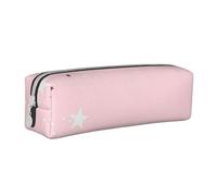 YWSOTRE Estrellas Blancas Rosadas Estampadas, Estuche para lápices Estuche para lápices Estuche para lápices de Cuero portátil con Estuche para cosméticos con Cremallera
