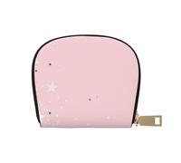 YWSOTRE Estrellas Blancas Rosadas Estampadas, Funda de Cuero de PU para Tarjetas, Tarjetero Elegante, Tarjetero Tipo Billetera