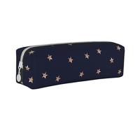 YWSOTRE Estrellas Brillantes Rosadas Azul Oscuro y Oro Rosa estrelladas, Estuche para lápices Estuche para lápices Estuche para lápices de Cuero portátil con Estuche para cosméticos con Cremallera