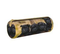 YWSOTRE Familia Affenpinscher Cachorros Perros Negros Mono, Estuche para lápices Estuche cilíndrico para lápices Estuche para lápices de Cuero portátil Estuche para cosméticos