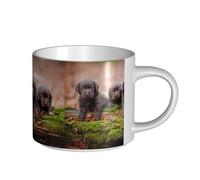 YWSOTRE Familia de cachorros de labrador, cachorros pequeños marrones,Taza de cerámica de gran capacidad, taza de té, taza de café 450 ml