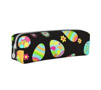 YWSOTRE Felices Pascuas Coloridos Huevos De Pascua, Estuche para lápices Estuche para lápices Estuche para lápices de Cuero portátil con Estuche para cosméticos con Cremallera