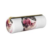 YWSOTRE Feliz Perro Curioso Bulldog Francés, Estuche para lápices Estuche cilíndrico para lápices Estuche para lápices de Cuero portátil Estuche para cosméticos