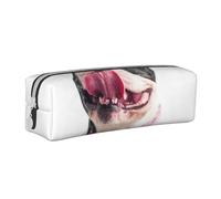 YWSOTRE Feliz Perro Curioso Bulldog Francés, Estuche para lápices Estuche para lápices Estuche para lápices de Cuero portátil con Estuche para cosméticos con Cremallera