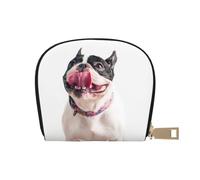 YWSOTRE Feliz Perro Curioso Bulldog Francés, Funda de Cuero de PU para Tarjetas, Tarjetero Elegante, Tarjetero Tipo Billetera