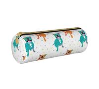 YWSOTRE Feliz Staffy Blanco, Estuche para lápices Estuche cilíndrico para lápices Estuche para lápices de Cuero portátil Estuche para cosméticos