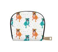 YWSOTRE Feliz Staffy Blanco, Funda de Cuero de PU para Tarjetas, Tarjetero Elegante, Tarjetero Tipo Billetera