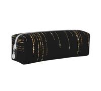 YWSOTRE Flecos de Brillo Brillante de Oro Negro, Estuche para lápices Estuche para lápices Estuche para lápices de Cuero portátil con Estuche para cosméticos con Cremallera