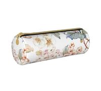 YWSOTRE Flor Acuarela Pastel Botánico Rosa, Estuche para lápices Estuche cilíndrico para lápices Estuche para lápices de Cuero portátil Estuche para cosméticos