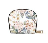 YWSOTRE Flor Acuarela Pastel Botánico Rosa, Funda de Cuero de PU para Tarjetas, Tarjetero Elegante, Tarjetero Tipo Billetera
