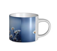 YWSOTRE Flor blanca de la naturaleza,Taza de cerámica de gran capacidad, taza de té, taza de café 450 ml
