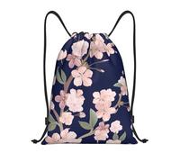 YWSOTRE Floral Flor De Cerezo Sakura Azul Marino, Mochila con cordón, unisex, para deporte, gimnasio, informal, para el día a día, talla M