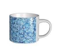 YWSOTRE Flores abstractas azules,Taza de cerámica de gran capacidad, taza de té, taza de café 450 ml