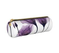 YWSOTRE Flores De Esperanza Púrpura Lavanda, Estuche para lápices Estuche cilíndrico para lápices Estuche para lápices de Cuero portátil Estuche para cosméticos