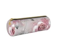 YWSOTRE Flores Rosadas Acuarela Floral Rosa Hojas Grises Splash, Estuche para lápices Estuche cilíndrico para lápices Estuche para lápices de Cuero portátil Estuche para cosméticos