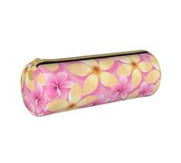 YWSOTRE Flores Tropicales Rosadas y Naranjas, Estuche para lápices Estuche cilíndrico para lápices Estuche para lápices de Cuero portátil Estuche para cosméticos
