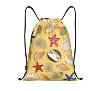 YWSOTRE Fondo De Arena De Playa Con Conchas De Mar, Mochila con cordón, unisex, para deporte, gimnasio, informal, para el día a día, talla M