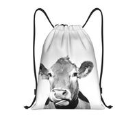 YWSOTRE Foto De Vaca En Blanco Y Negro, Mochila con cordón, unisex, para deporte, gimnasio, informal, para el día a día, talla M