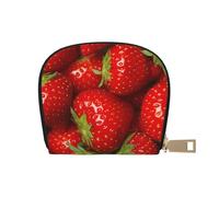 YWSOTRE Fresa Dibujo, Funda de Cuero de PU para Tarjetas, Tarjetero Elegante, Tarjetero Tipo Billetera