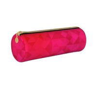 YWSOTRE Fucsia Triángulo Geométrico, Estuche para lápices Estuche cilíndrico para lápices Estuche para lápices de Cuero portátil Estuche para cosméticos