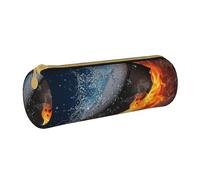 YWSOTRE Fuego de Hockey sobre Hielo, Estuche para lápices Estuche cilíndrico para lápices Estuche para lápices de Cuero portátil Estuche para cosméticos