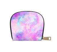 YWSOTRE Galaxia Jaspeada Rosa Púrpura, Funda de Cuero de PU para Tarjetas, Tarjetero Elegante, Tarjetero Tipo Billetera