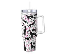 YWSOTRE Galgos y corazón de pata,Botella de agua de acero inoxidable con asa para bebidas frías y calientes de 40 oz.