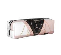 YWSOTRE Geometría De Mármol De Oro Rosa Triángulo, Estuche para lápices Estuche para lápices Estuche para lápices de Cuero portátil con Estuche para cosméticos con Cremallera