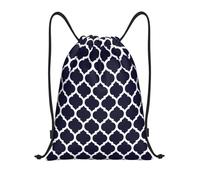 YWSOTRE Geométrico marroquí azul marino moderno, Mochila con cordón, unisex, para deporte, gimnasio, informal, para el día a día, talla M