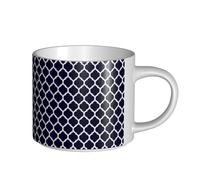 YWSOTRE Geométrico marroquí azul marino moderno,Taza de cerámica de gran capacidad, taza de té, taza de café 450 ml