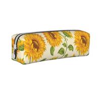 YWSOTRE Girasol Dibujado, Estuche para lápices Estuche para lápices Estuche para lápices de Cuero portátil con Estuche para cosméticos con Cremallera