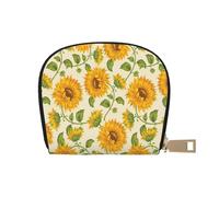 YWSOTRE Girasol Dibujado, Funda de Cuero de PU para Tarjetas, Tarjetero Elegante, Tarjetero Tipo Billetera