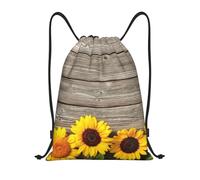 YWSOTRE Girasol sobre madera rústica, Mochila con cordón, unisex, para deporte, gimnasio, informal, para el día a día, talla M
