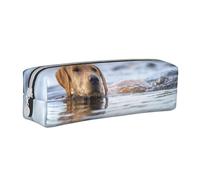 YWSOTRE Golden Retriever Flotante Perros Mascotas Labrador, Estuche para lápices Estuche para lápices Estuche para lápices de Cuero portátil con Estuche para cosméticos con Cremallera