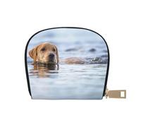 YWSOTRE Golden Retriever Flotante Perros Mascotas Labrador, Funda de Cuero de PU para Tarjetas, Tarjetero Elegante, Tarjetero Tipo Billetera