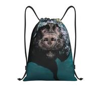 YWSOTRE Gracioso perro labrador negro nadando con cara expresiva, Mochila con cordón, unisex, para deporte, gimnasio, informal, para el día a día, talla M