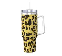 YWSOTRE Guepardo leopardo amarillo,Botella de agua de acero inoxidable con asa para bebidas frías y calientes de 40 oz.