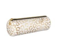 YWSOTRE Guepardo Leopardo Blanco Dorado Elegante, Estuche para lápices Estuche cilíndrico para lápices Estuche para lápices de Cuero portátil Estuche para cosméticos