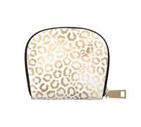 YWSOTRE Guepardo Leopardo Blanco Dorado Elegante, Funda de Cuero de PU para Tarjetas, Tarjetero Elegante, Tarjetero Tipo Billetera