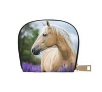 YWSOTRE Hermosa Lavanda De Caballo Palomino, Funda de Cuero de PU para Tarjetas, Tarjetero Elegante, Tarjetero Tipo Billetera