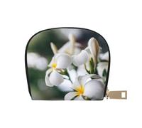 YWSOTRE Hermosas Flores Blancas de Frangipani Wake Plumeria, Funda de Cuero de PU para Tarjetas, Tarjetero Elegante, Tarjetero Tipo Billetera