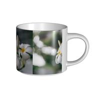 YWSOTRE Hermosas flores de plumeria frangipani blancas,Taza de cerámica de gran capacidad, taza de té, taza de café 450 ml